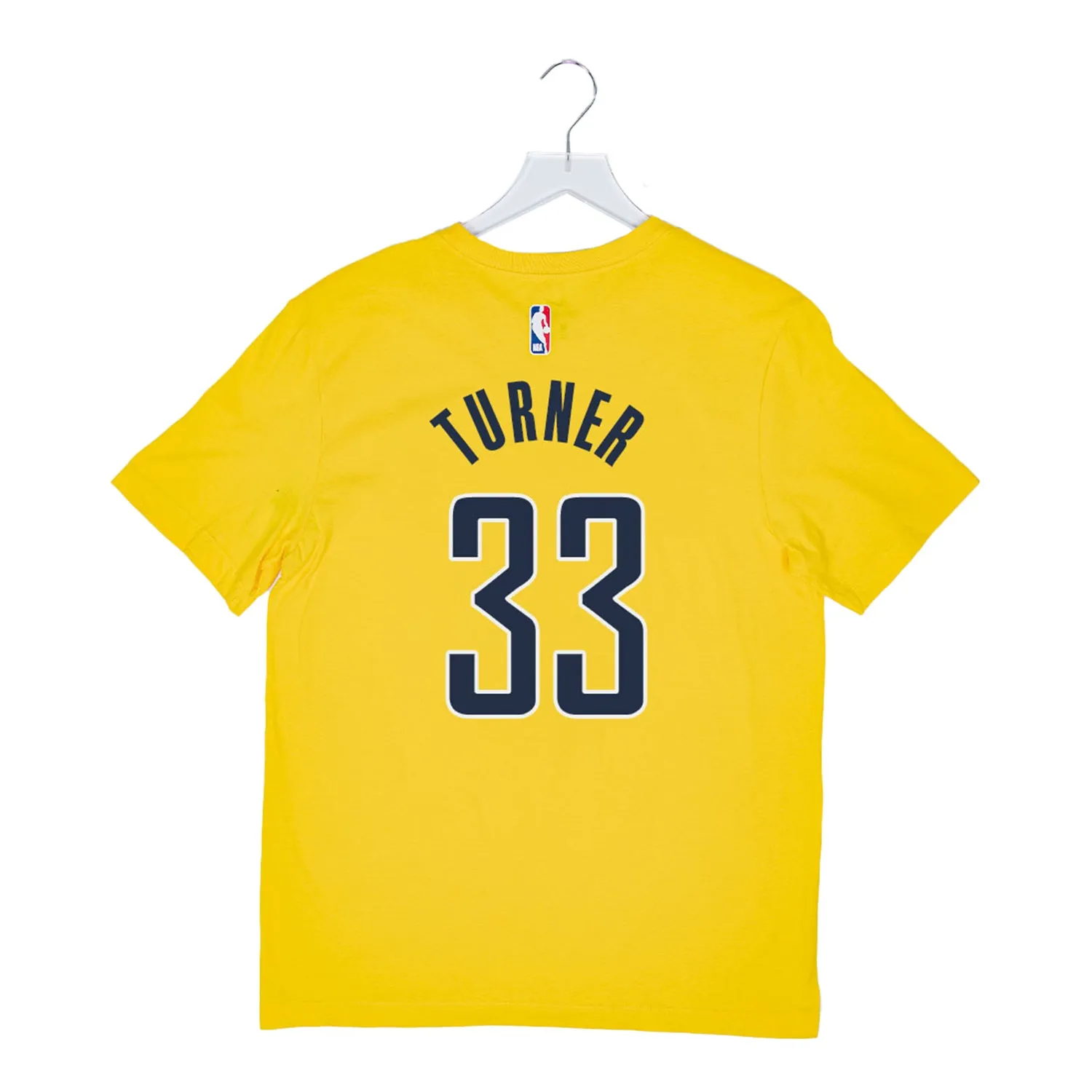 Adult Indiana Pacers #33 Myles Turner Statement Name and Number T-shirt in Gold by Jordan