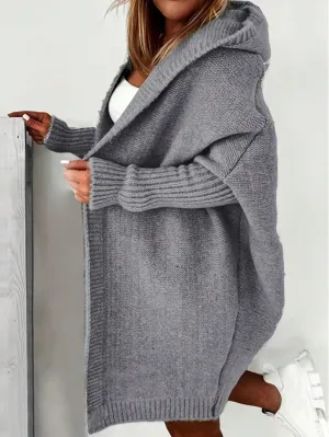 Autumn And Winter Women's Loose Hooded Cardigan