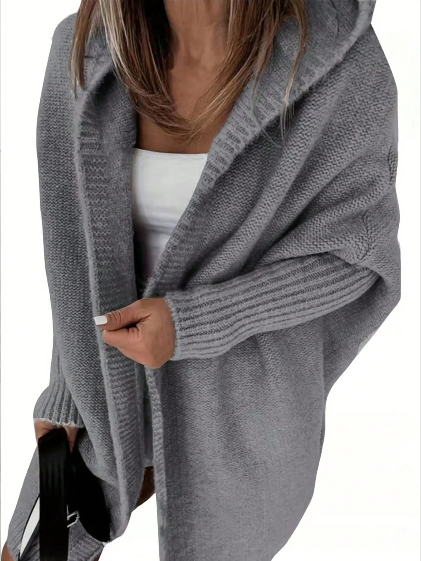 Autumn And Winter Women's Loose Hooded Cardigan