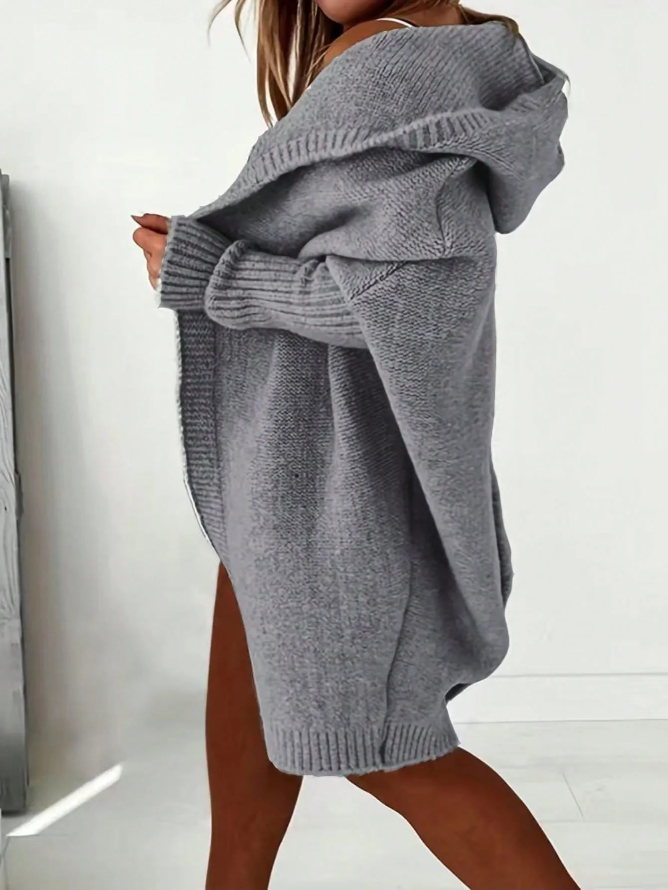 Autumn And Winter Women's Loose Hooded Cardigan