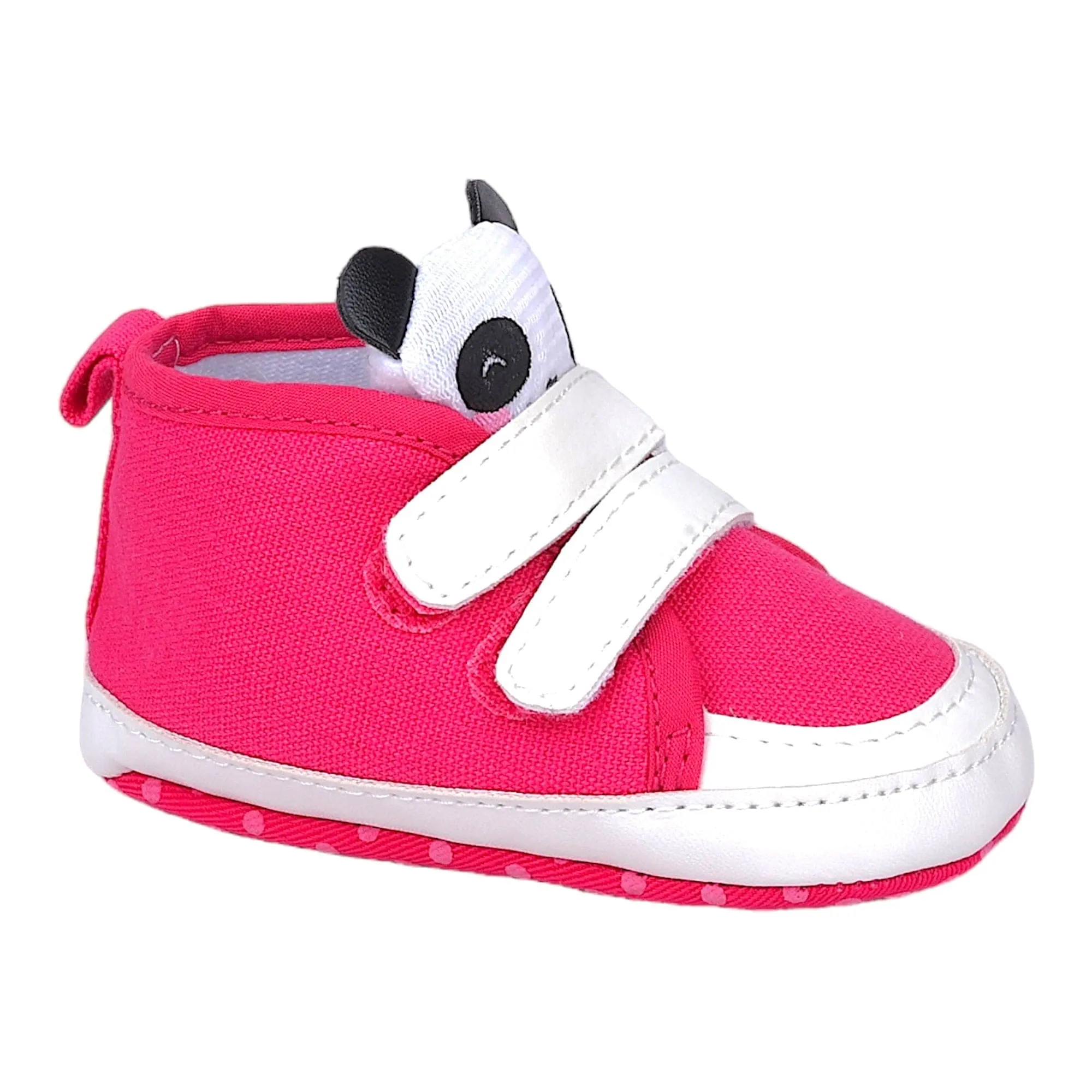 Baby Moo Cute Panda Velcro Anti-Skid Canvas Sneakers - Pink