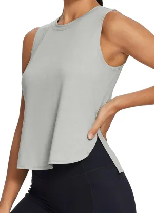 baleaf Workout Tank Tops for Women Sleeveless Athletic Tops Flowy Soft Loose Fit Hip Length Running Shirts Gym Quick Dry