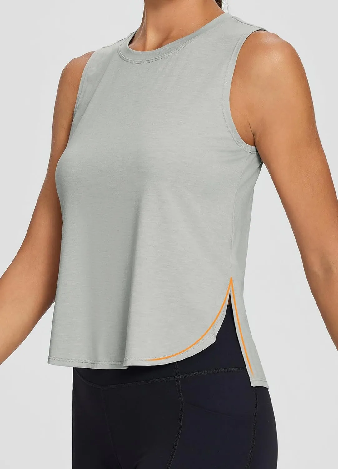 baleaf Workout Tank Tops for Women Sleeveless Athletic Tops Flowy Soft Loose Fit Hip Length Running Shirts Gym Quick Dry