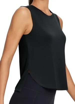 baleaf Workout Tank Tops for Women Sleeveless Athletic Tops Flowy Soft Loose Fit Hip Length Running Shirts Gym Quick Dry