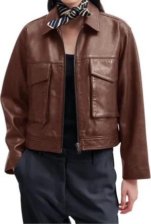 BZB Womens Faux Leather Motorcycle Jacket 2025 Trendy Pockets Bomber Zip Up Cropped Jackets Coat Outerwear