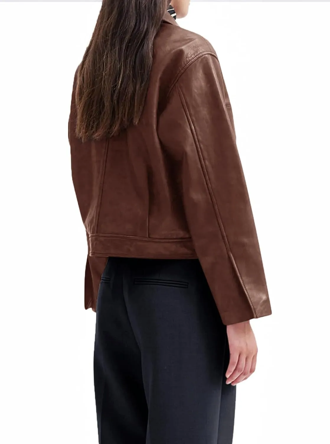 BZB Womens Faux Leather Motorcycle Jacket 2025 Trendy Pockets Bomber Zip Up Cropped Jackets Coat Outerwear