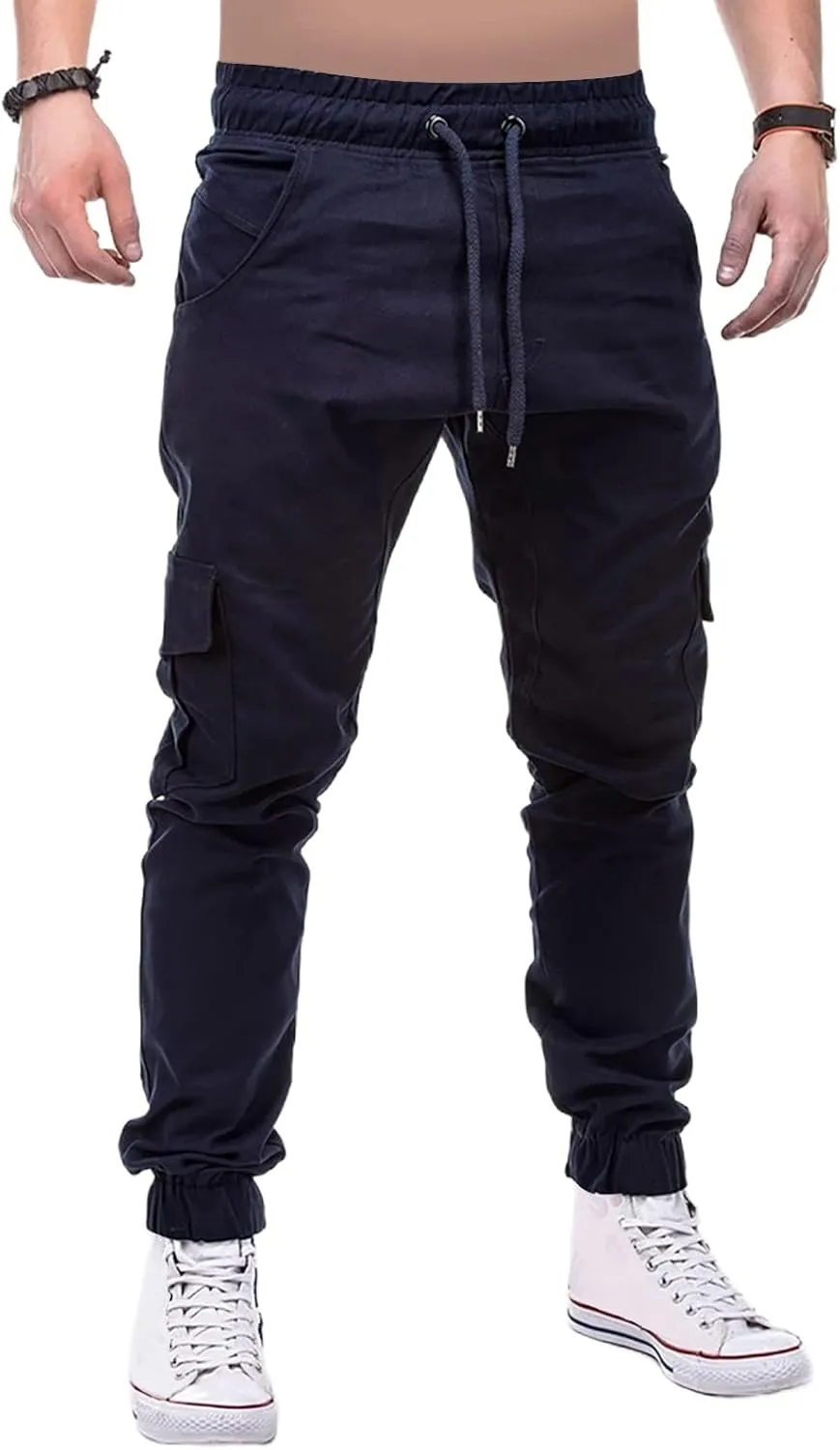 Cargo Joggers for Men Slim Fit Stretch Pants Lightweight Workout Sweatpants Quick Dry Elastic Drawstring Pants 2025