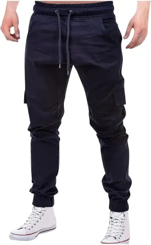 Cargo Joggers for Men Slim Fit Stretch Pants Lightweight Workout Sweatpants Quick Dry Elastic Drawstring Pants 2025