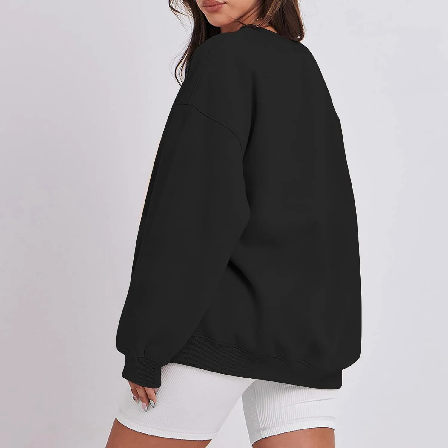 Crew Neck Sweatshirts Women Long Sleeve Fleece Oversized Sweatshirt Soft Lightweight Pullover Tops Trendy Winter Coat