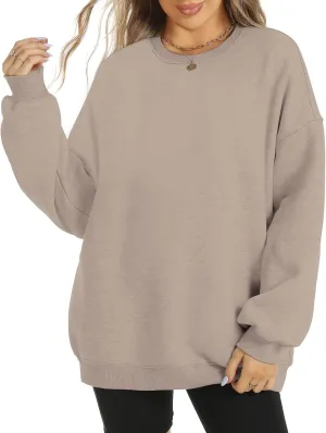 FANCYINN Womens Crewneck Sweatshirts Casual Long Sleeve Loose Pullover Soft Solid Fleece Fall Winter Tops