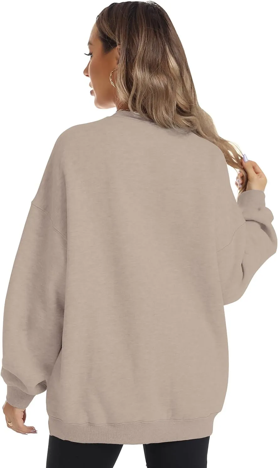 FANCYINN Womens Crewneck Sweatshirts Casual Long Sleeve Loose Pullover Soft Solid Fleece Fall Winter Tops