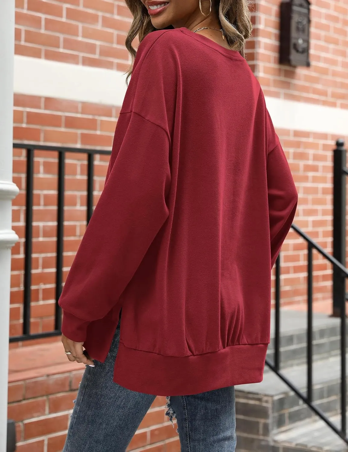 Florboom Womens Oversized Sweatshirts Crew Neck Long Sleeve Tunic Top Casual Fall Soft Pullover