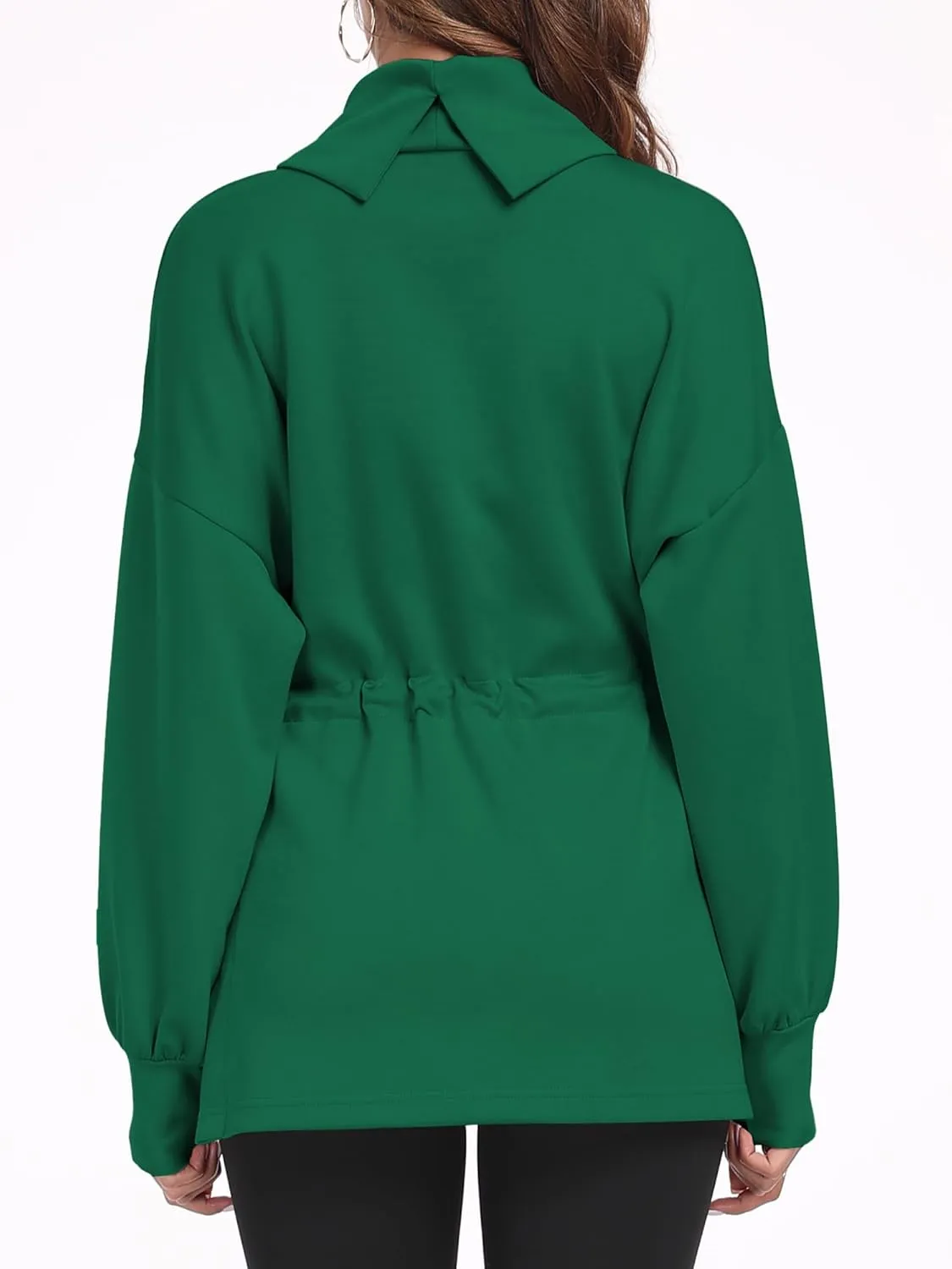 FUPHINE Womens Turtleneck Sweatshirt Oversized Long Sleeve Pullover Tops Side Slit Soft Hoodie with Drawstring Waist