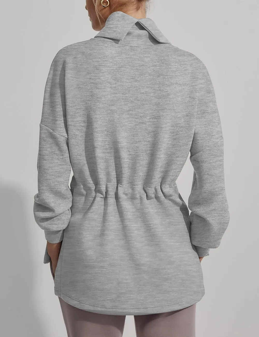 FUPHINE Womens Turtleneck Sweatshirt Oversized Long Sleeve Pullover Tops Side Slit Soft Hoodie with Drawstring Waist
