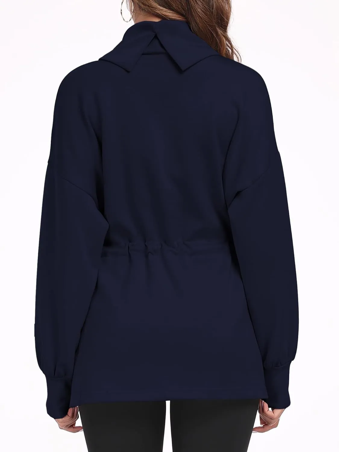 FUPHINE Womens Turtleneck Sweatshirt Oversized Long Sleeve Pullover Tops Side Slit Soft Hoodie with Drawstring Waist