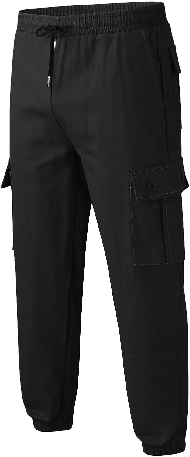 GIERIDUC Men's Faux Leather Pants Mens Pants Casual Relaxed Fit Joggers Black Pleather Pants for Men Mens Jogger Cargo Pants