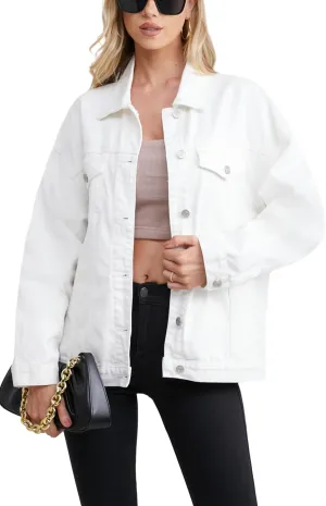 Jean Jacket for Women, Oversize Trendy Denim Jacket, Women's Loose Long Boyfriend Jean Jackets Coat