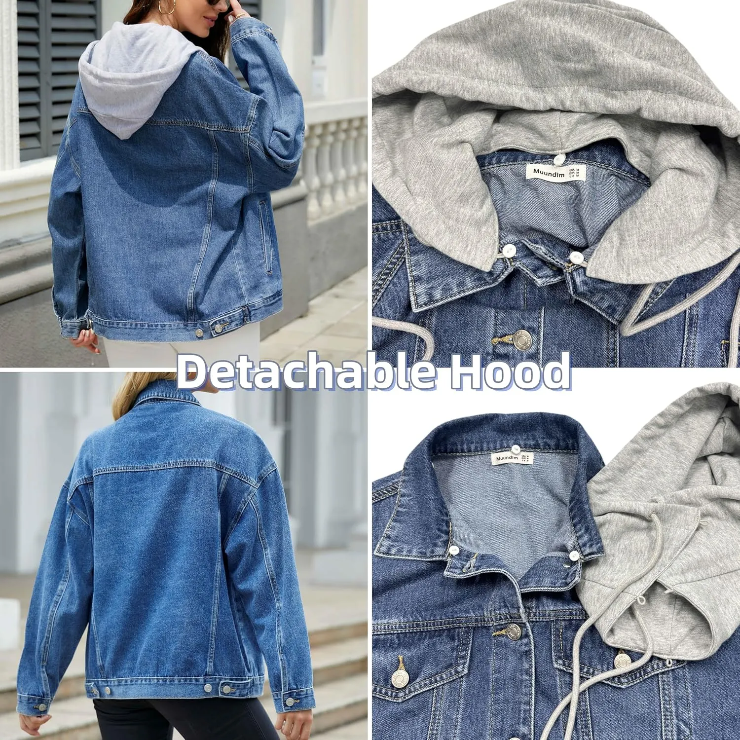 Jean Jacket for Women, Oversize Trendy Denim Jacket, Women's Loose Long Boyfriend Jean Jackets Coat