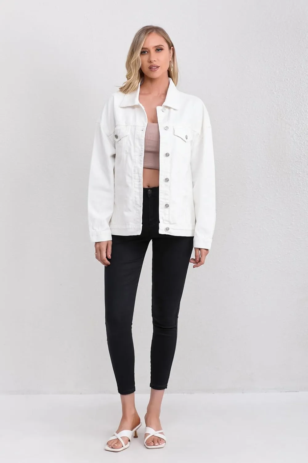 Jean Jacket for Women, Oversize Trendy Denim Jacket, Women's Loose Long Boyfriend Jean Jackets Coat