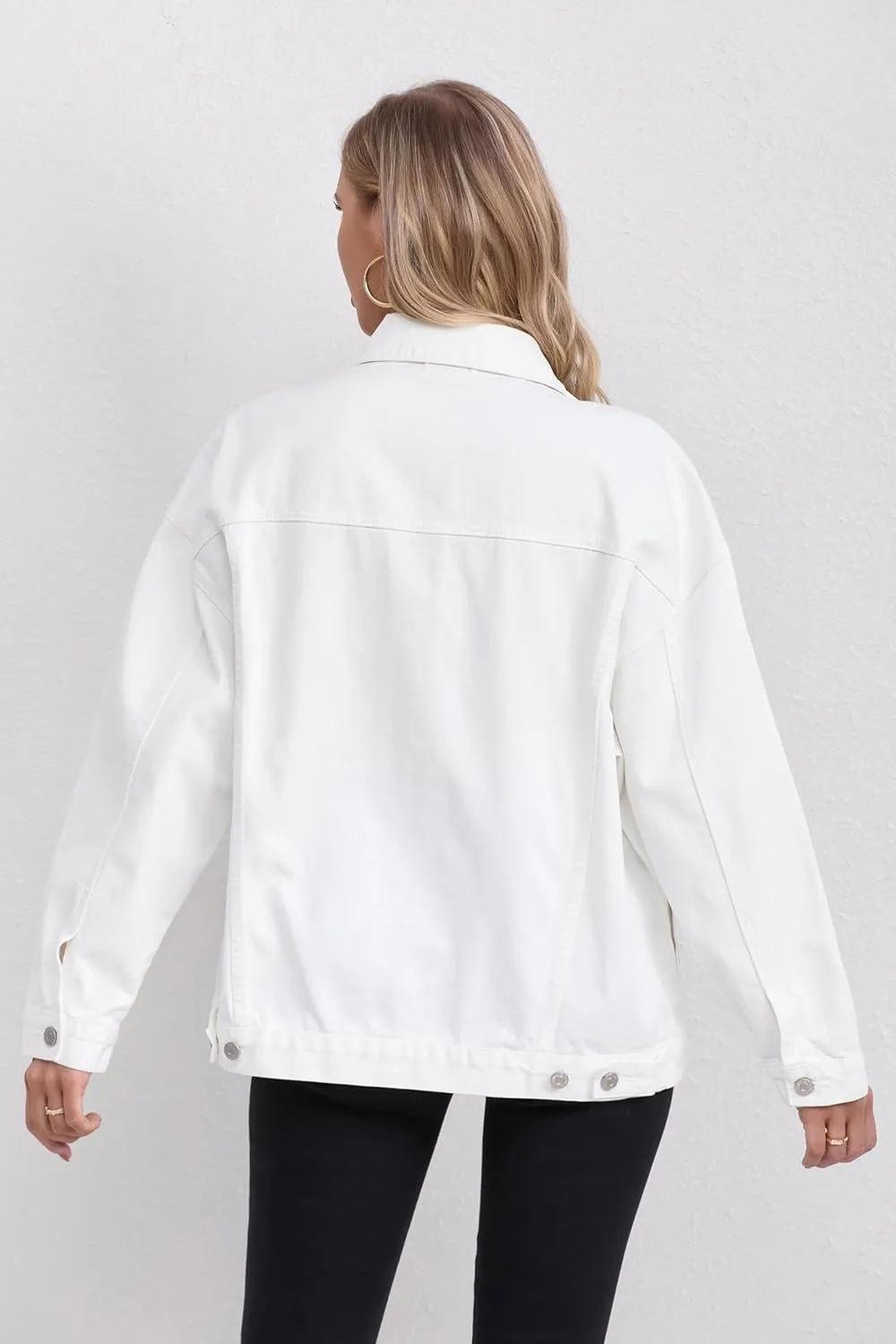 Jean Jacket for Women, Oversize Trendy Denim Jacket, Women's Loose Long Boyfriend Jean Jackets Coat