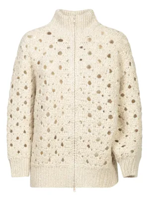 Light Beige Zip Cardigan