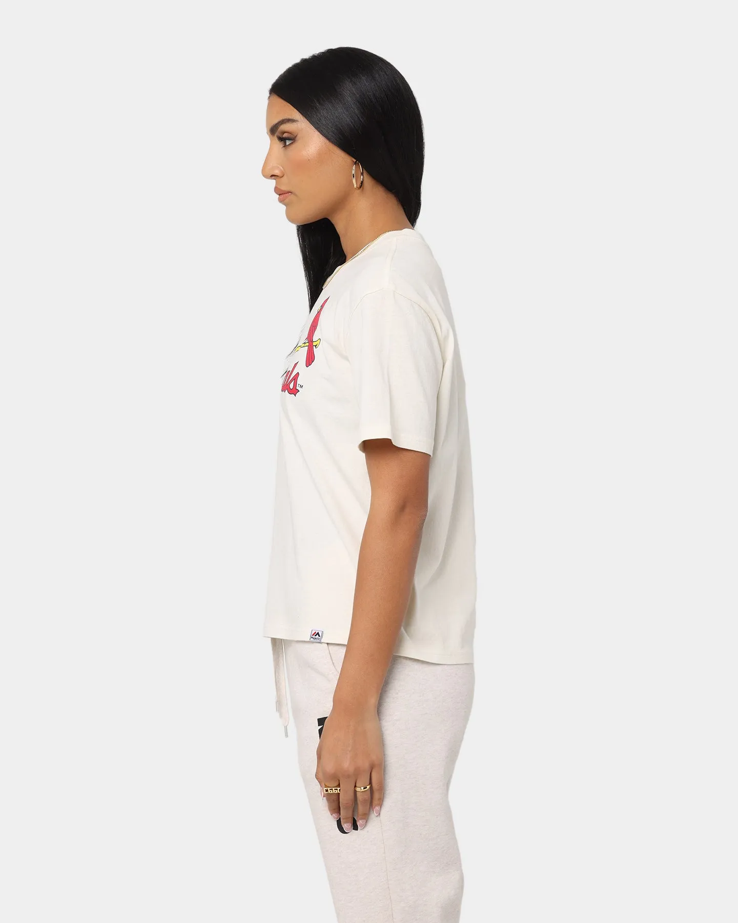 Majestic Athletic Women's St. Louis Cardinals Wordmark MLB T-Shirt White Sand