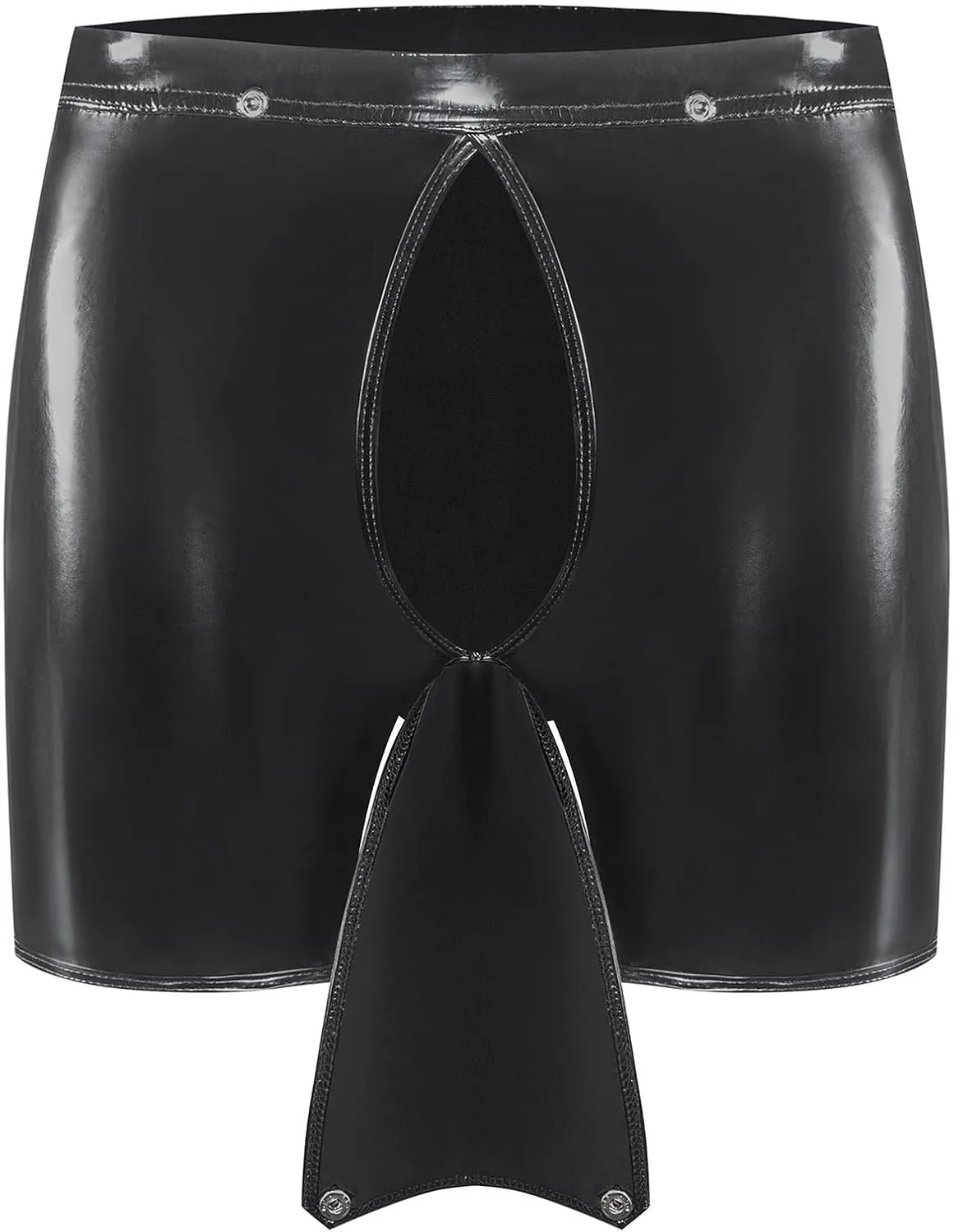 Mens Soft Leather Pouch Trunks Underwear - Sexy Wetlook PVC Boxer Brief Underwear, Black, S-5XL