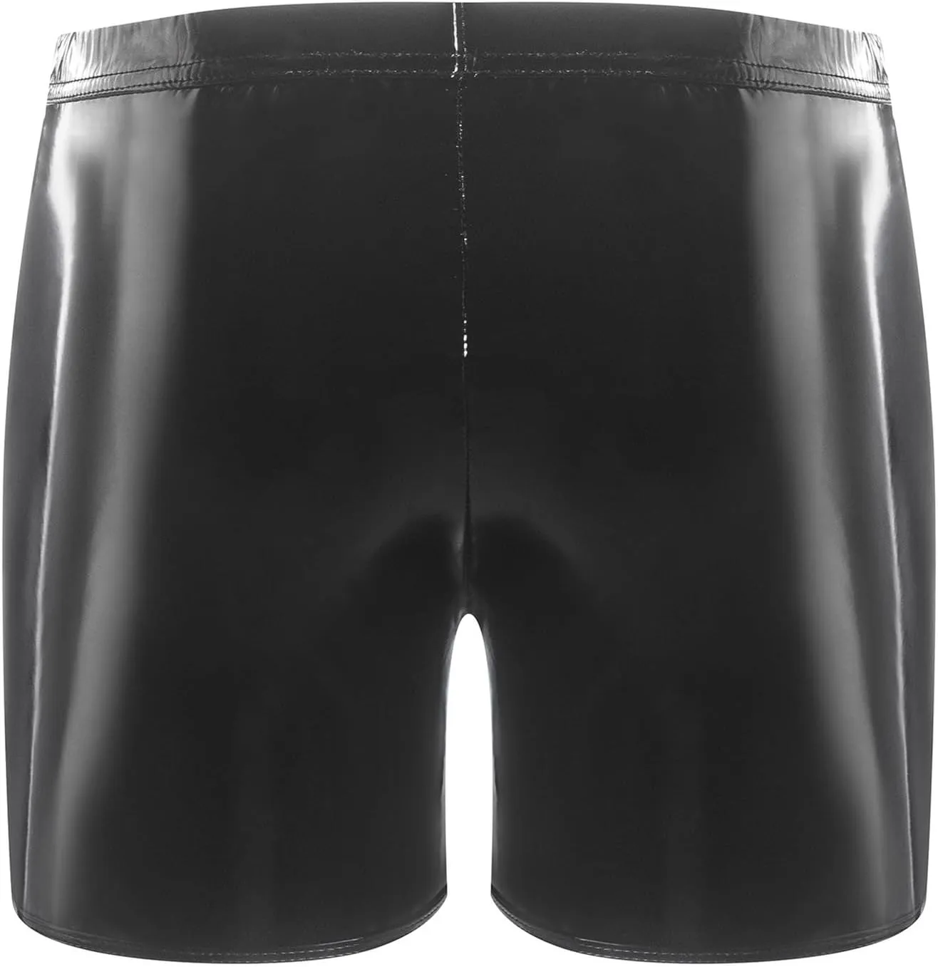 Mens Soft Leather Pouch Trunks Underwear - Sexy Wetlook PVC Boxer Brief Underwear, Black, S-5XL