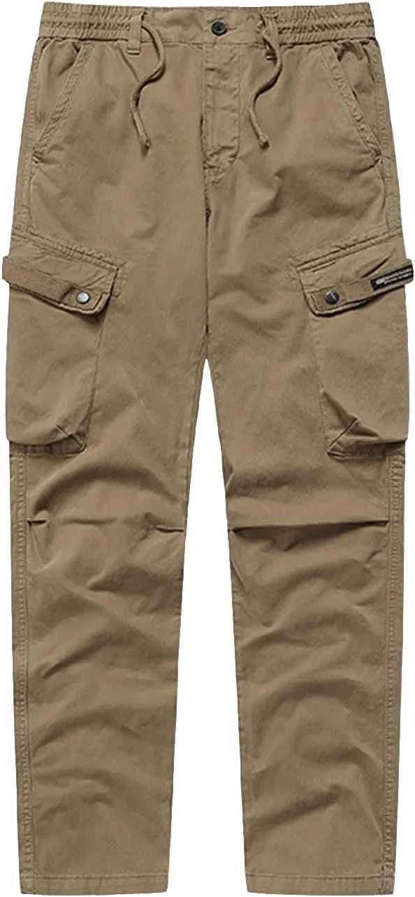 MIDOO Mens Cargo Pants Relaxed Fit Casual Fleece Joggers Loose Open Bottom Athletic Pants Straight Leg Outdoor Hiking Pants