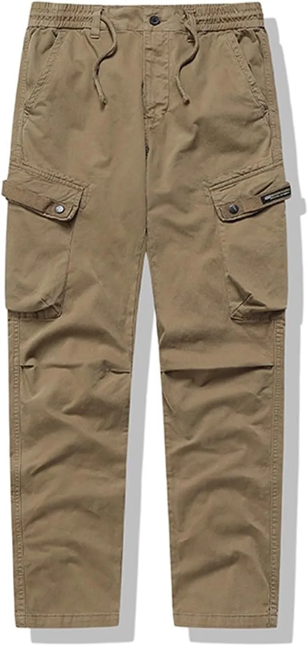 MIDOO Mens Cargo Pants Relaxed Fit Casual Fleece Joggers Loose Open Bottom Athletic Pants Straight Leg Outdoor Hiking Pants
