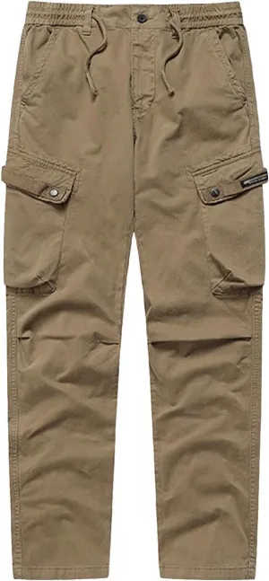 MIDOO Mens Cargo Pants Relaxed Fit Casual Fleece Joggers Loose Open Bottom Athletic Pants Straight Leg Outdoor Hiking Pants