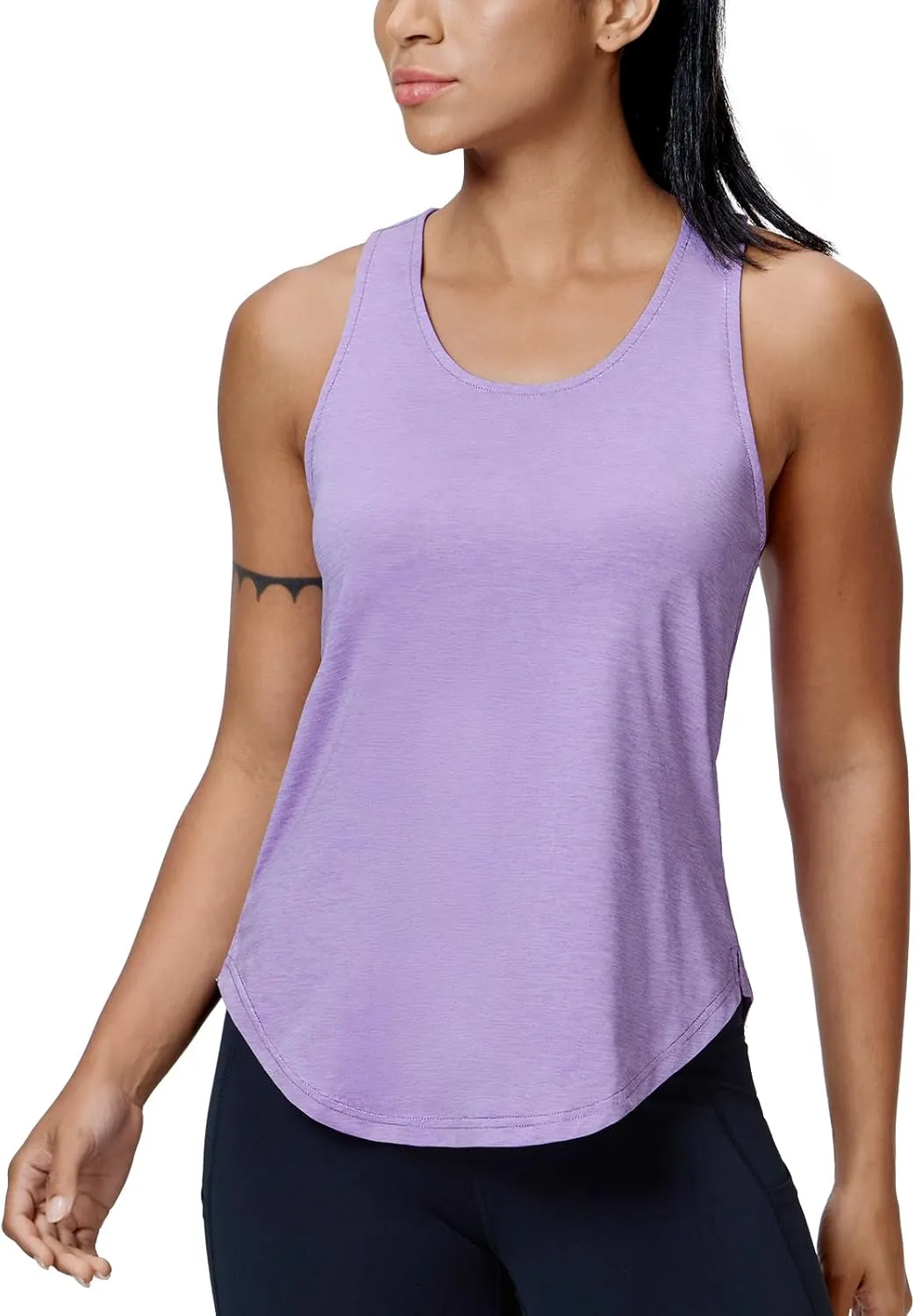MIER Womens Workout Tank Tops Sleeveless Yoga Athletic Running Dry Fit Shirts Racerback Soft Gym Muscle Tee, Scoop Neck