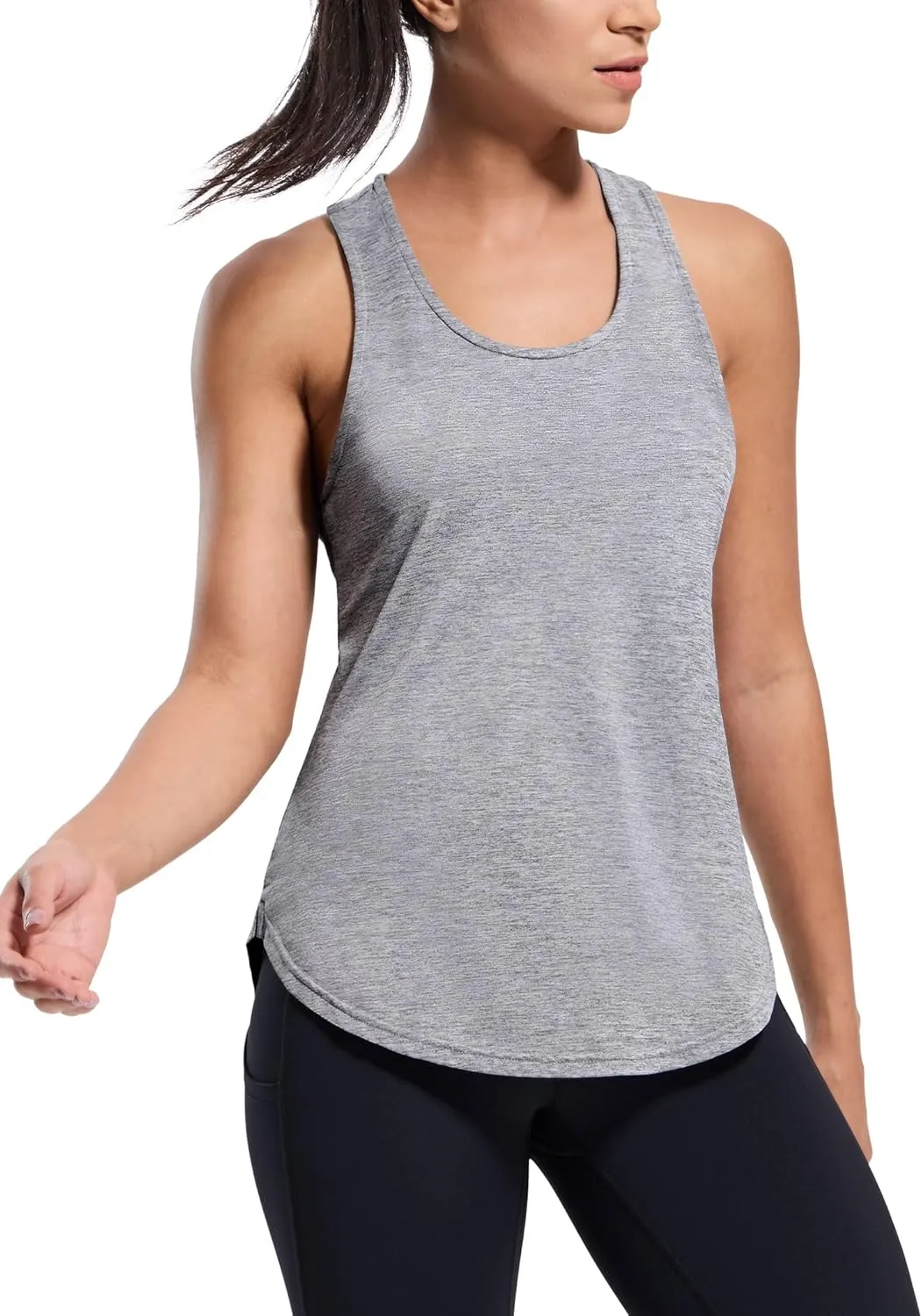 MIER Womens Workout Tank Tops Sleeveless Yoga Athletic Running Dry Fit Shirts Racerback Soft Gym Muscle Tee, Scoop Neck