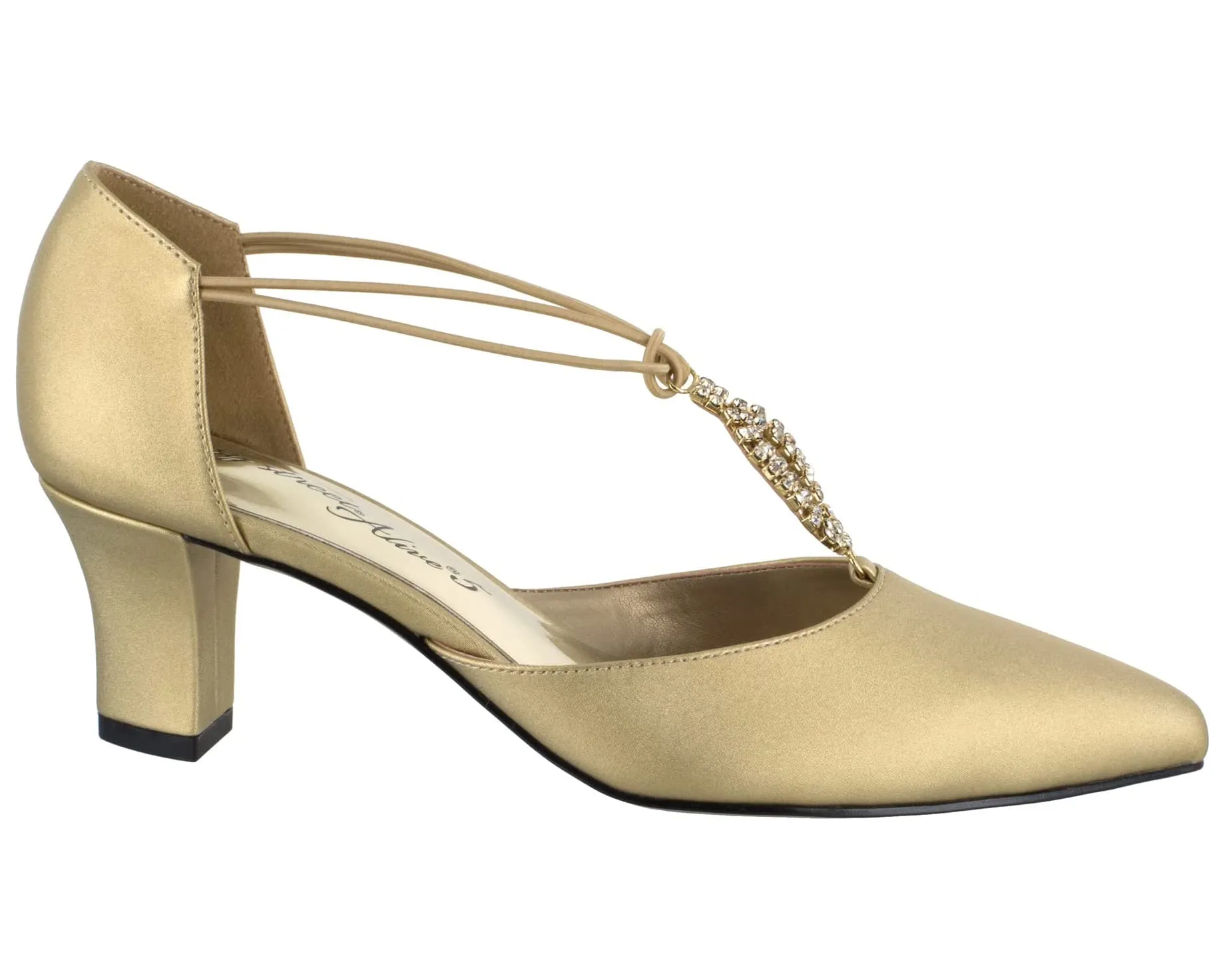 Moonlight Easy Street Heels, Gold Satin