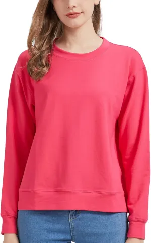 netdraw Women's Midweight Bamboo Viscose Sweatshirt Oversized Soft Crew Neck Cotton French Terry Pullover Tops