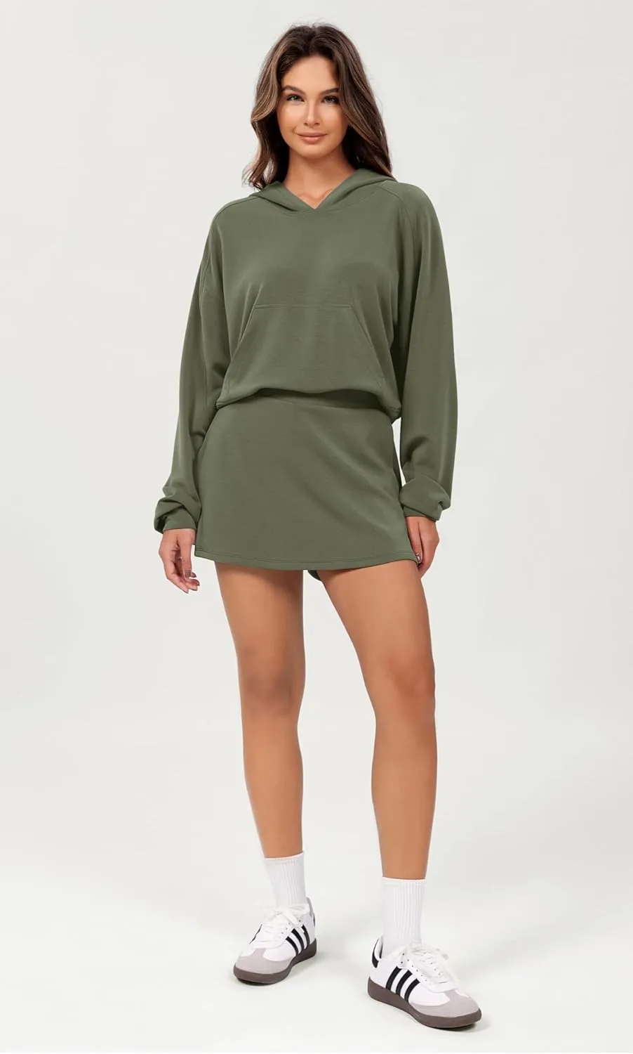 ODODOS Modal Soft Long Sleeve Cropped Hoodie for Women Oversized Pullover Sweatshirts with Pocket