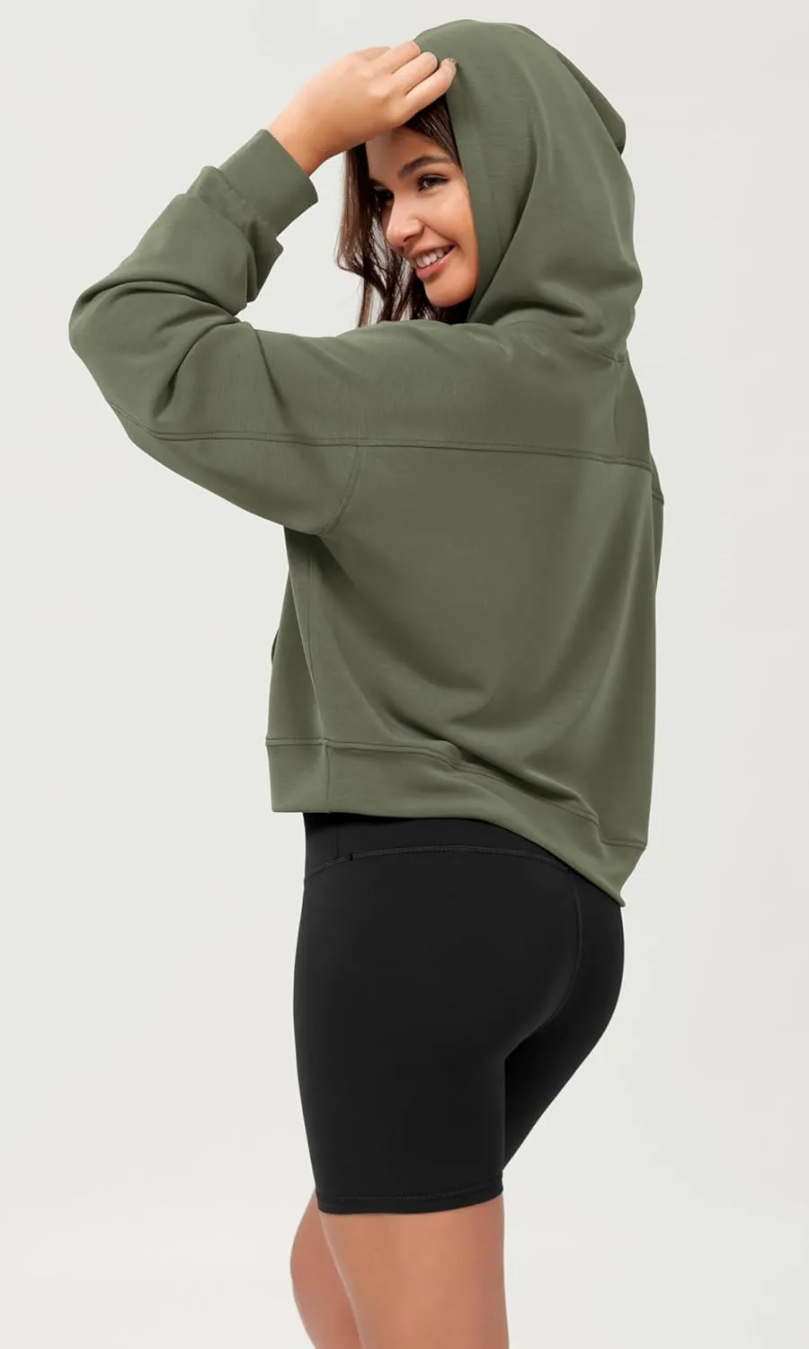 ODODOS Modal Soft Long Sleeve Cropped Hoodie for Women Oversized Pullover Sweatshirts with Pocket