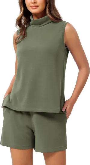 ODODOS Modal Soft Mock Neck Tank Tops for Women Sleeveless Sweater Vest Casual Turtleneck Pullover Top