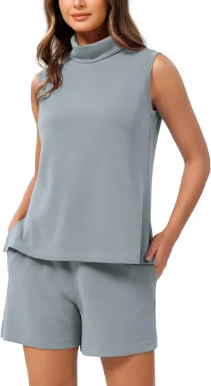 ODODOS Modal Soft Mock Neck Tank Tops for Women Sleeveless Sweater Vest Casual Turtleneck Pullover Top