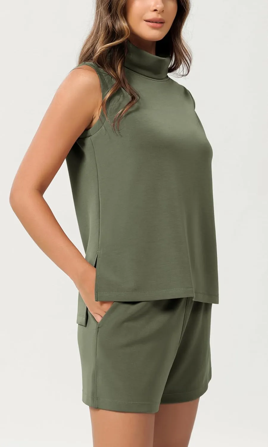 ODODOS Modal Soft Mock Neck Tank Tops for Women Sleeveless Sweater Vest Casual Turtleneck Pullover Top