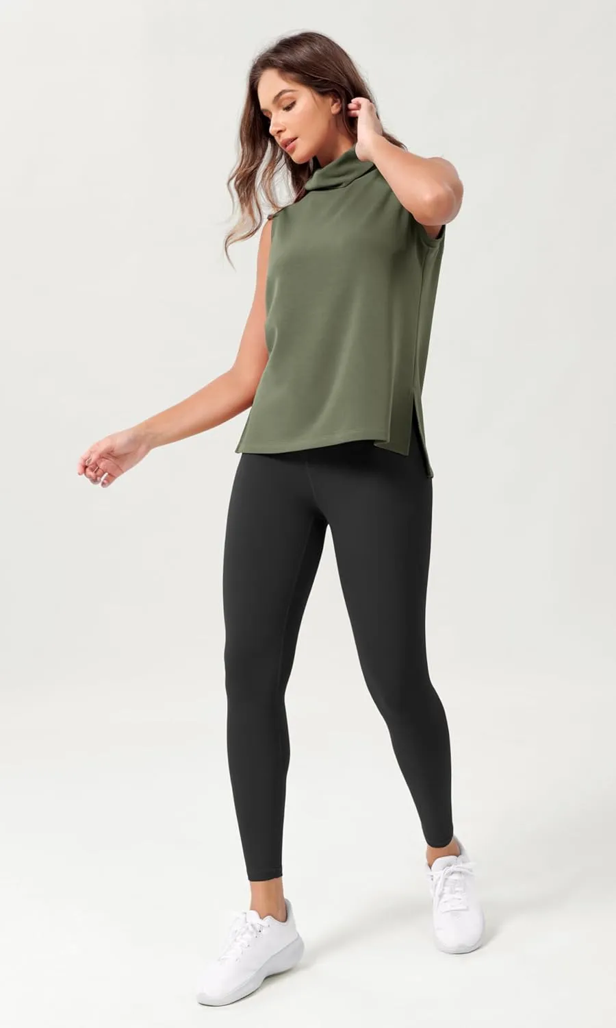 ODODOS Modal Soft Mock Neck Tank Tops for Women Sleeveless Sweater Vest Casual Turtleneck Pullover Top