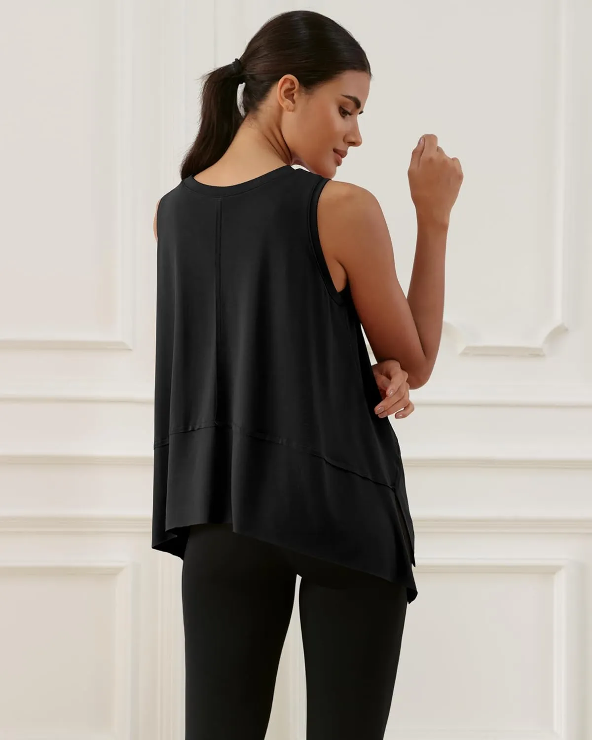 ODODOS Modal Soft Sleeveless Crop Top for Women Athletic Tee Gym Workout Cropped Yoga Tank