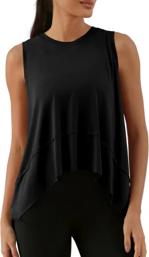 ODODOS Modal Soft Sleeveless Crop Top for Women Athletic Tee Gym Workout Cropped Yoga Tank