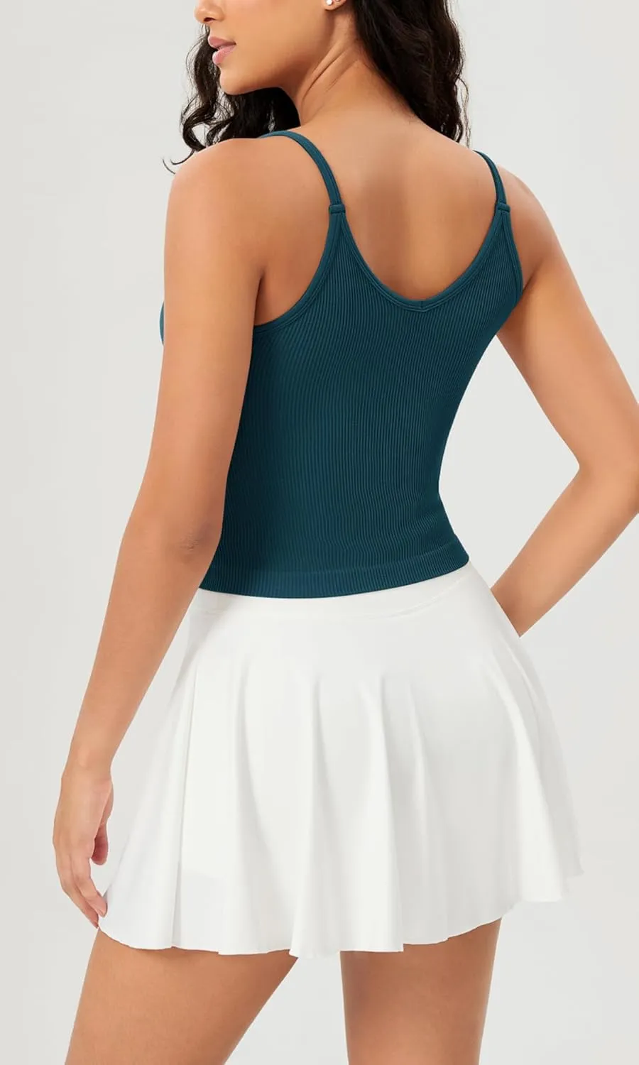 ODODOS V Neck Seamless Crop Tank for Women Ribbed Knit Soft Cropped Camisole Tops
