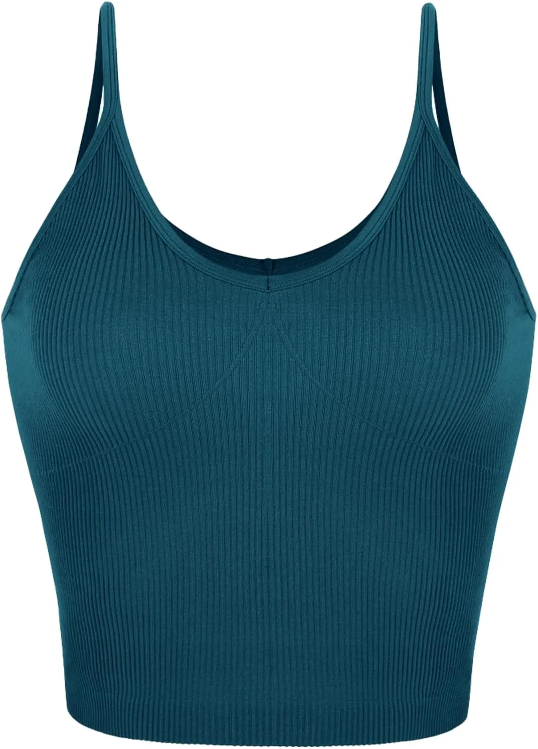 ODODOS V Neck Seamless Crop Tank for Women Ribbed Knit Soft Cropped Camisole Tops