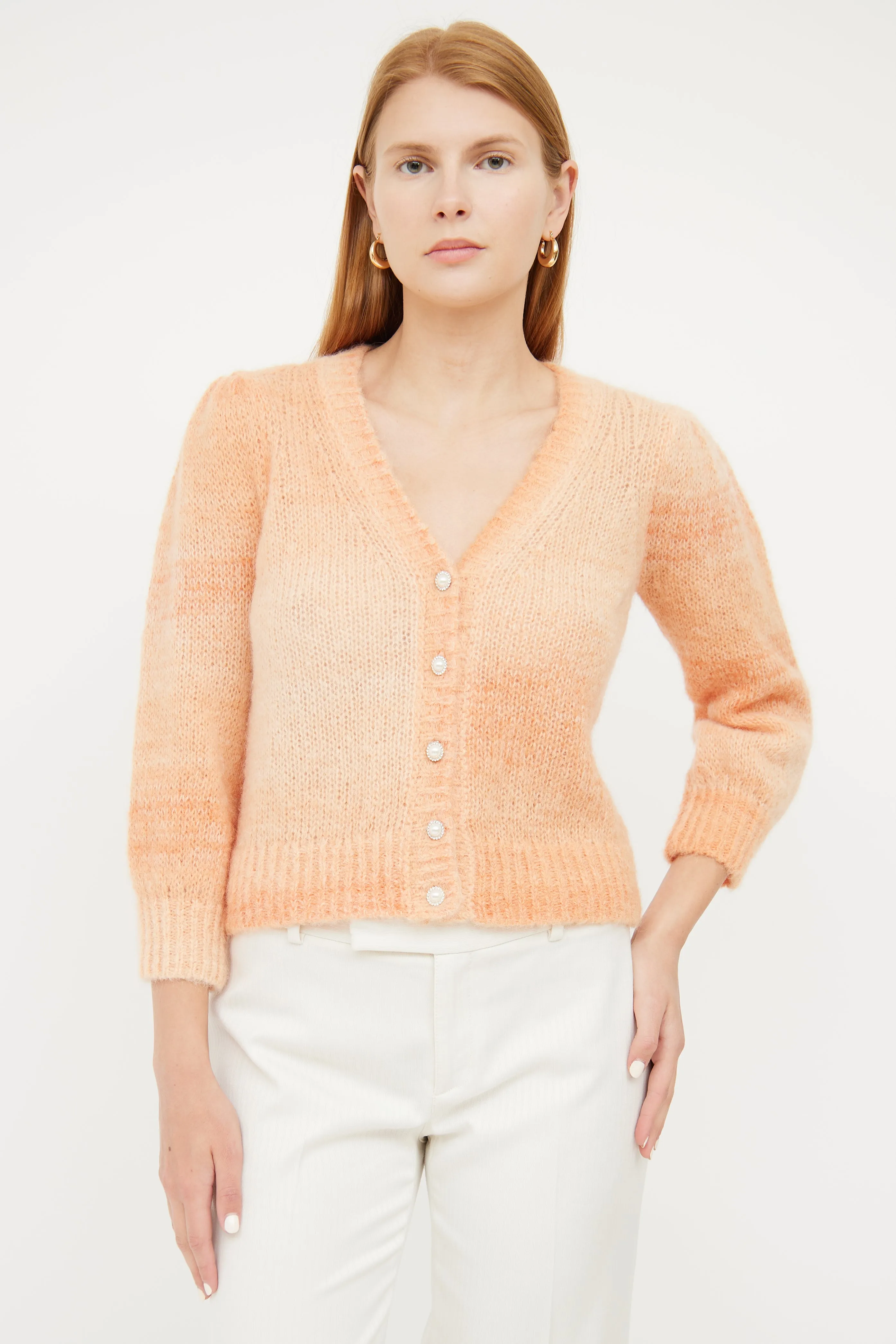 Orange Gradient Mohair Cardigan