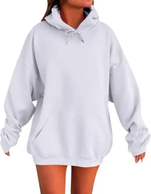 Oversized Hoodie for Women Plus Size Lightweight Fleece Hooded Sweatshirts Drop Shoulder Drawstring Pullover Hoodies