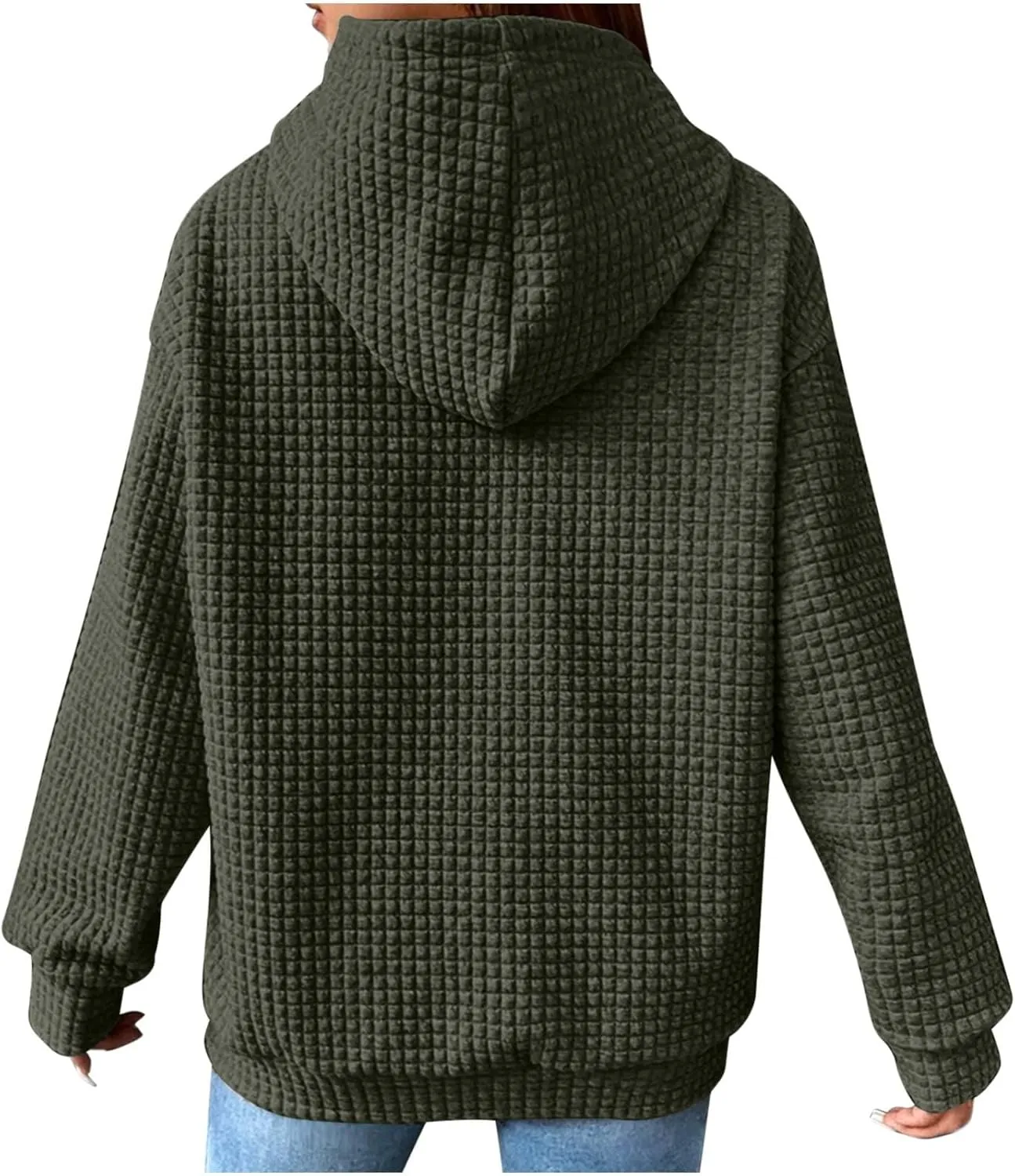 Oversized Hoodie for Women Plus Size Long Sleeve Waffle Sweatshirt Casual Loose Pullover Trendy Tops with Pocket