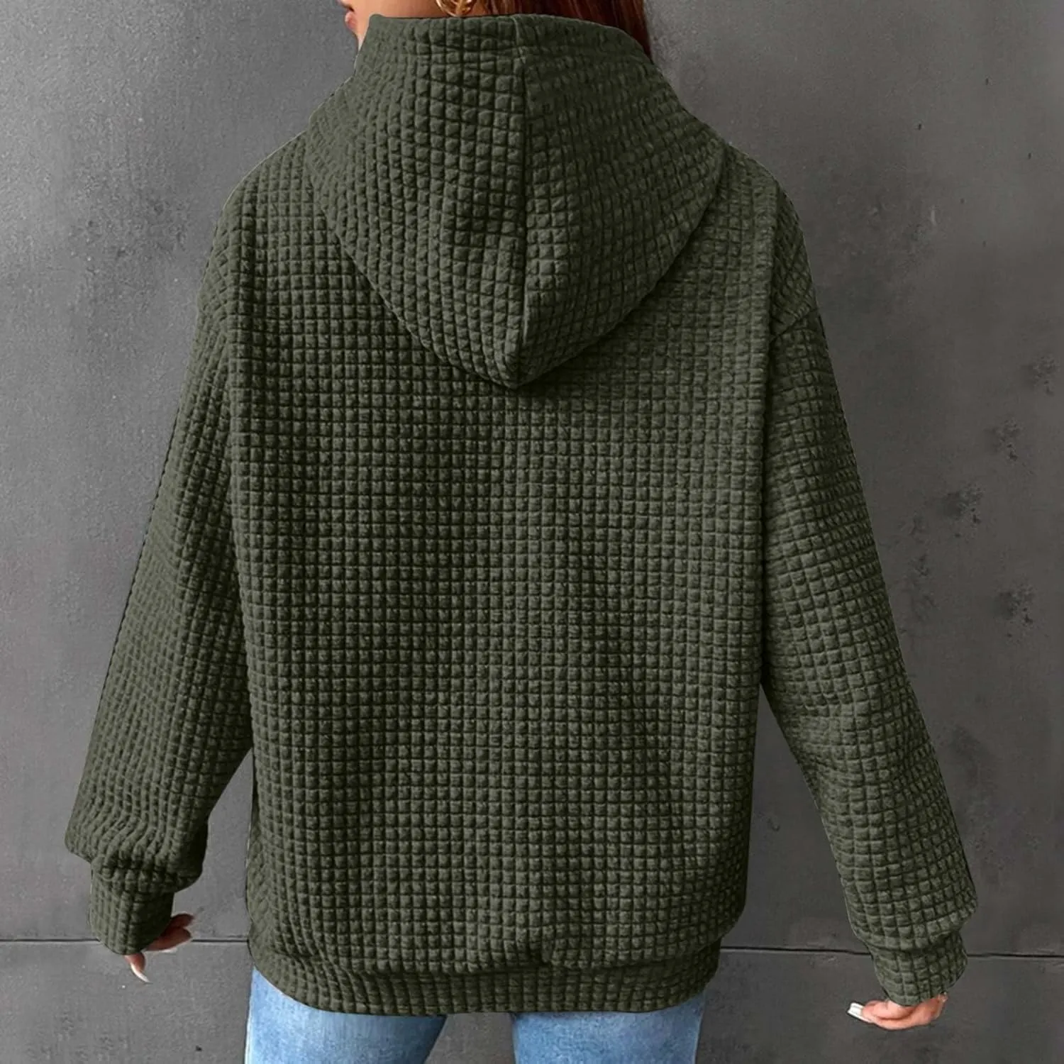 Oversized Hoodie for Women Plus Size Long Sleeve Waffle Sweatshirt Casual Loose Pullover Trendy Tops with Pocket