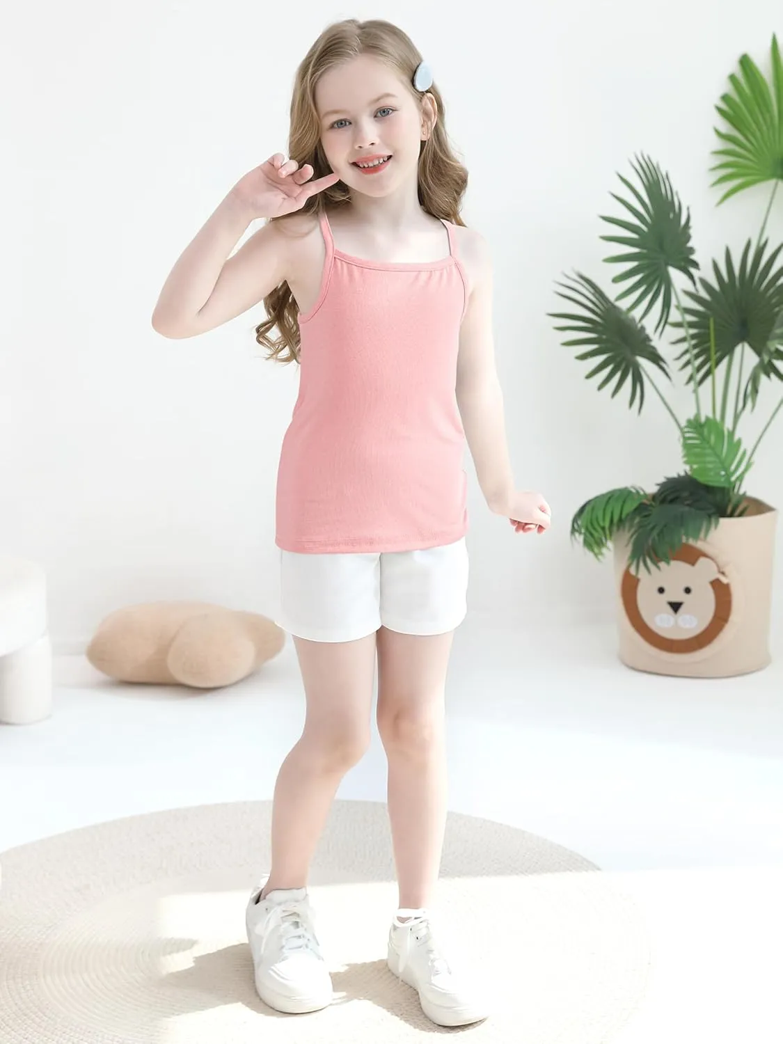 Poroka 6 Pack Girls Tank Top Solid Sleeveless Undershirts Cami Scoop Neck Undershirts Soft Dance Tank Tops for Toddler